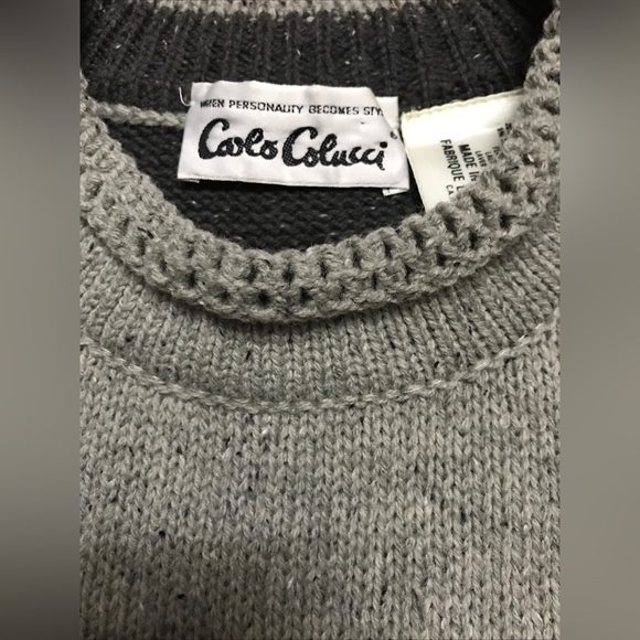 CARLO COLUCCI mens sweater Excellent condition! Sz XL US 50 wool blend embroider - Picture 2 of 11